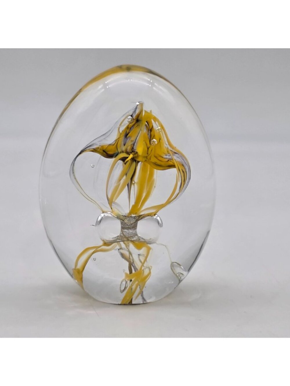 Kris Pfeiffer Brilliant Handmade Glass Paperweight Yellow Abstract Design Hollan - Picture 7 of 9